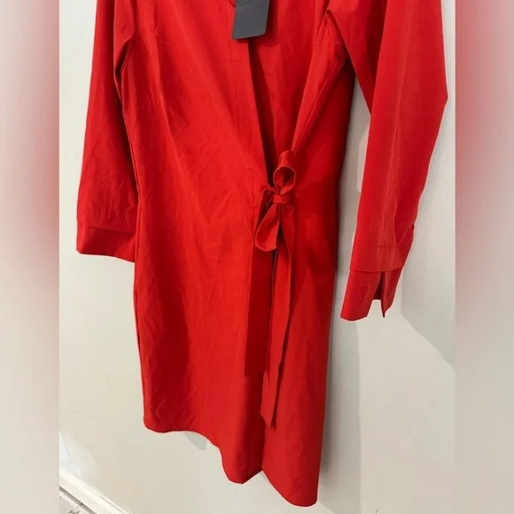 NWT Betabrand Red Umoreil Faux Wrap Tie Waist 3/4 Sleeve Dress - Picture 6 of 6